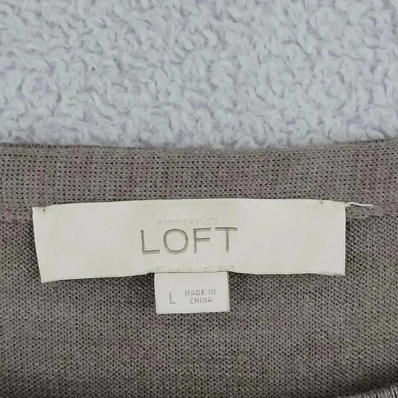 LOFT Womens Wool Blend 3/4 Sleeve Grey Knit Top Size L 7CT - Picture 4 of 7